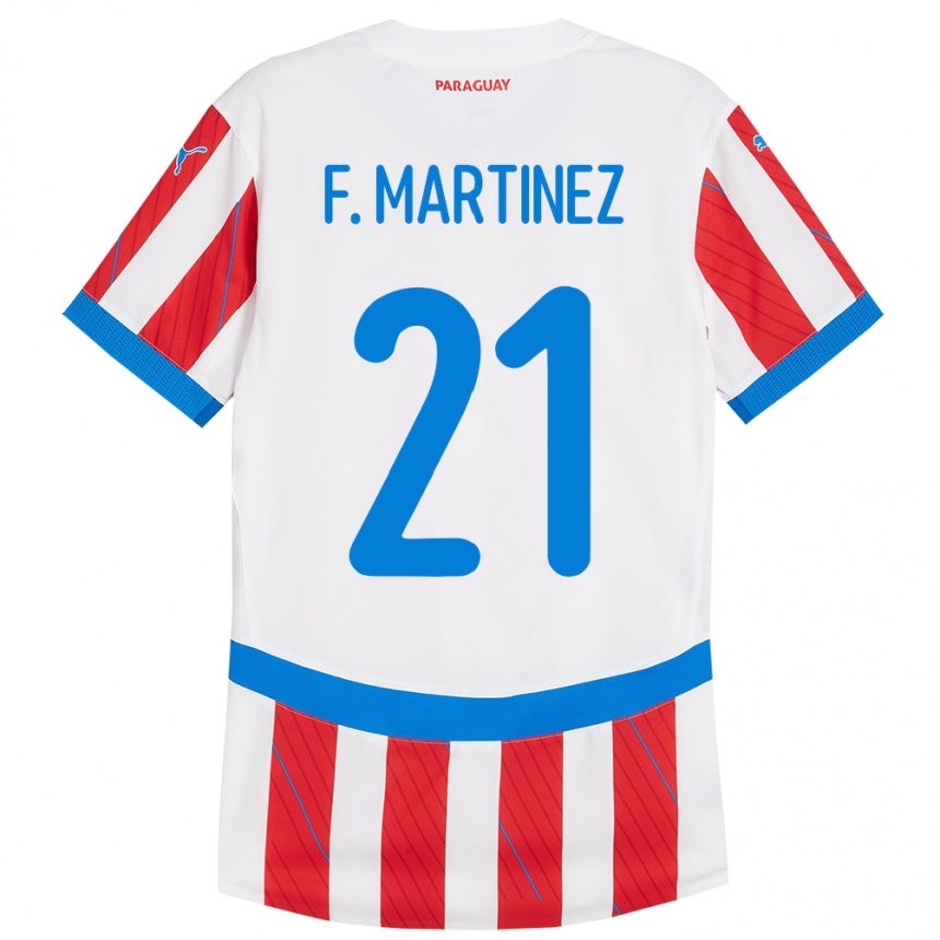 キッズフットボールパラグアイFiorela Martínez#21赤、白ホームシャツ24-26ジャージーユニフォーム