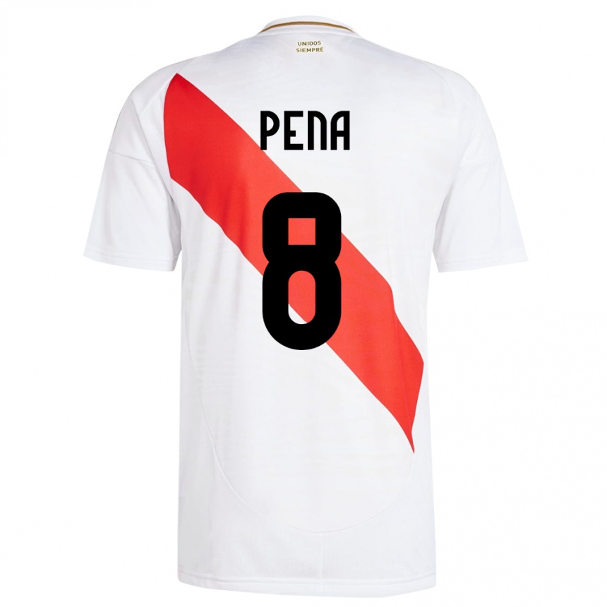 キッズフットボールペルーセルヒオ・ペーニャ#8白ホームシャツ24-26ジャージーユニフォーム