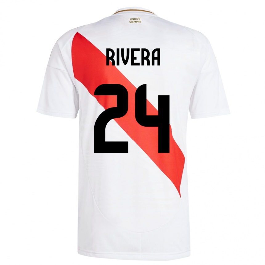 キッズフットボールペルーJosé Rivera#24白ホームシャツ24-26ジャージーユニフォーム