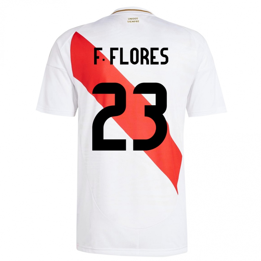 キッズフットボールペルーFranchesco Flores#23白ホームシャツ24-26ジャージーユニフォーム