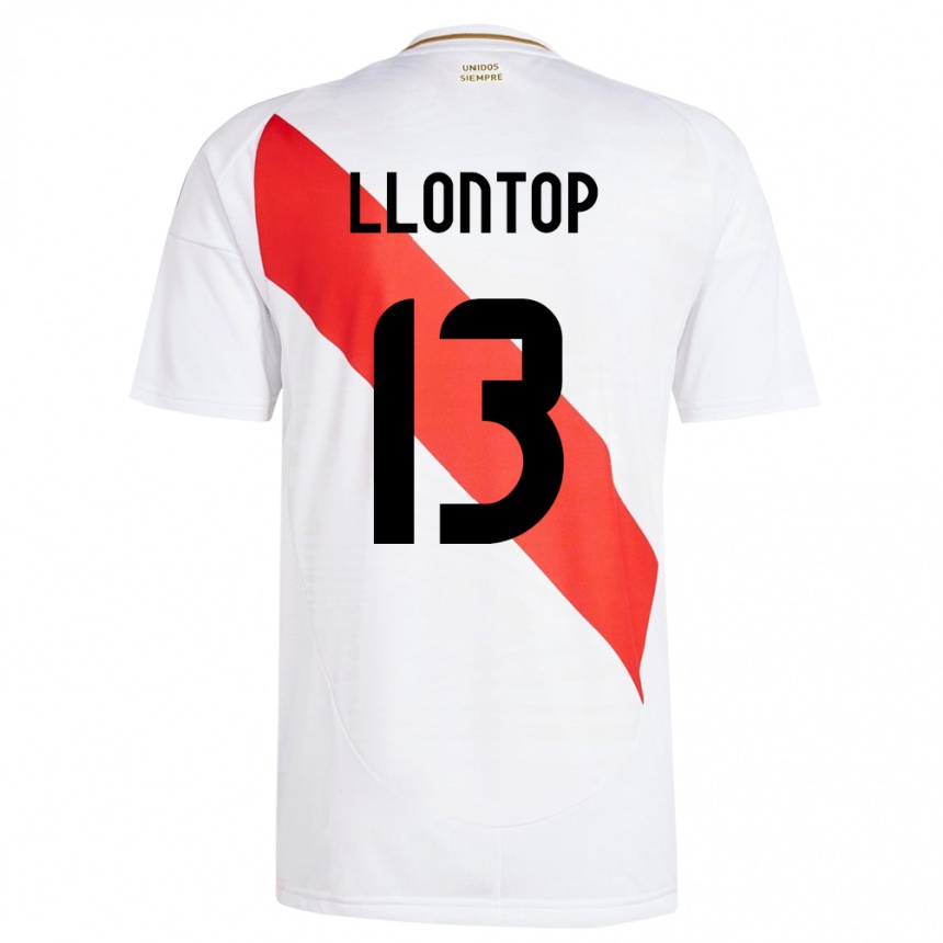 キッズフットボールペルーMathías Llontop#13白ホームシャツ24-26ジャージーユニフォーム