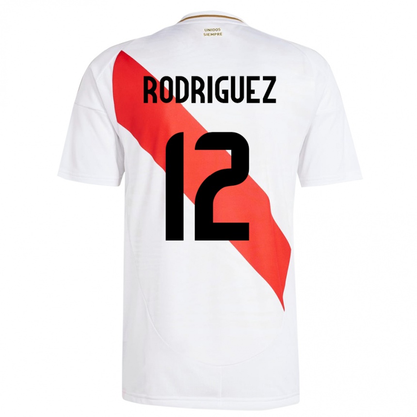 キッズフットボールペルーJhefferson Rodríguez#12白ホームシャツ24-26ジャージーユニフォーム