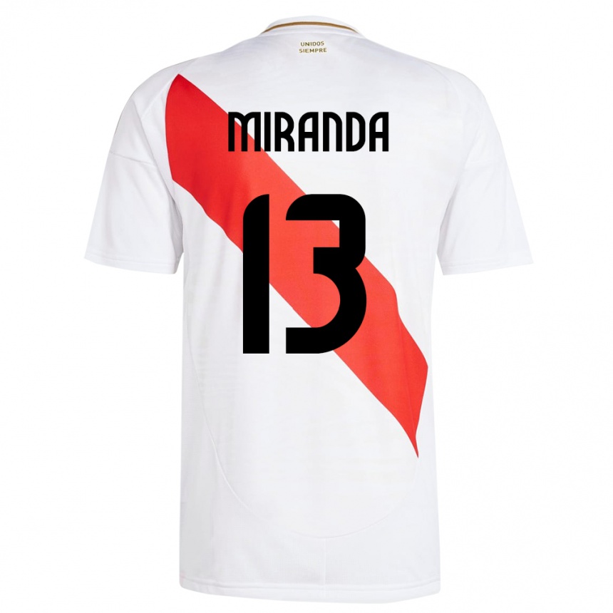 キッズフットボールペルーYoselin Miranda#13白ホームシャツ24-26ジャージーユニフォーム