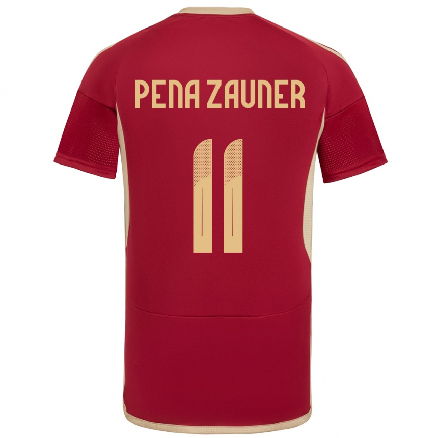 キッズフットボールベネズエラEnrique Peña Zauner#11ブルゴーニュホームシャツ24-26ジャージーユニフォーム