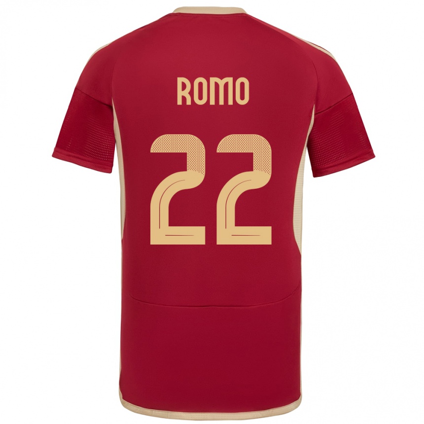 キッズフットボールベネズエララファエル・ロモ#22ブルゴーニュホームシャツ24-26ジャージーユニフォーム