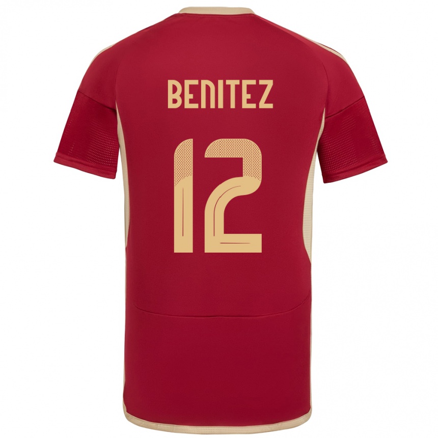 キッズフットボールベネズエラFrankarlos Benítez#12ブルゴーニュホームシャツ24-26ジャージーユニフォーム