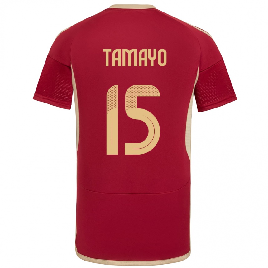 キッズフットボールベネズエラBianneider Tamayo#15ブルゴーニュホームシャツ24-26ジャージーユニフォーム