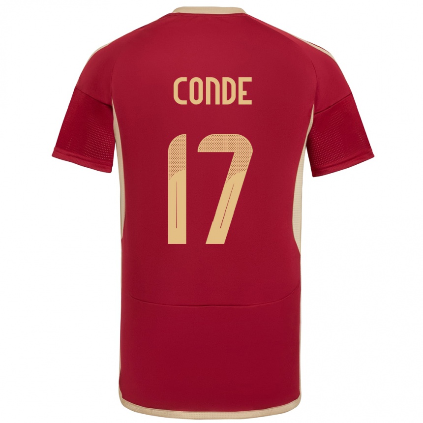 キッズフットボールベネズエラÓscar Conde#17ブルゴーニュホームシャツ24-26ジャージーユニフォーム