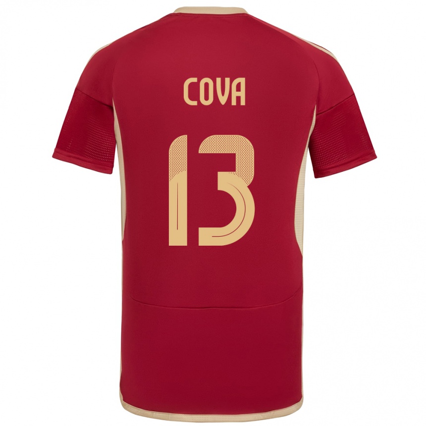 キッズフットボールベネズエラAlejandro Cova#13ブルゴーニュホームシャツ24-26ジャージーユニフォーム