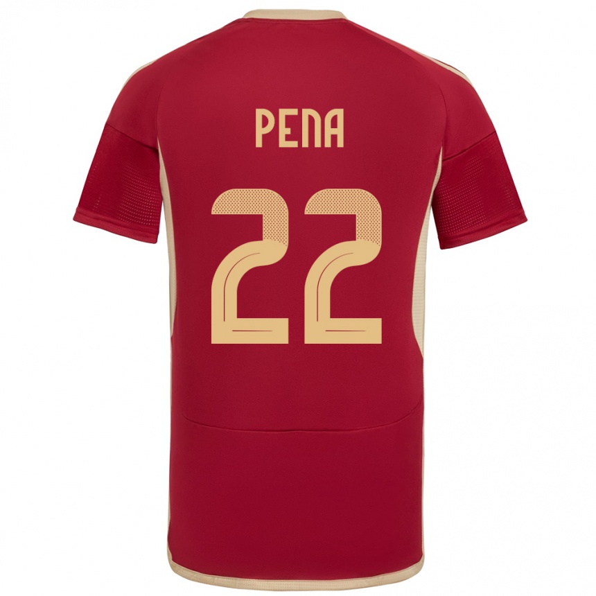 キッズフットボールベネズエラLewuis Peña#22ブルゴーニュホームシャツ24-26ジャージーユニフォーム