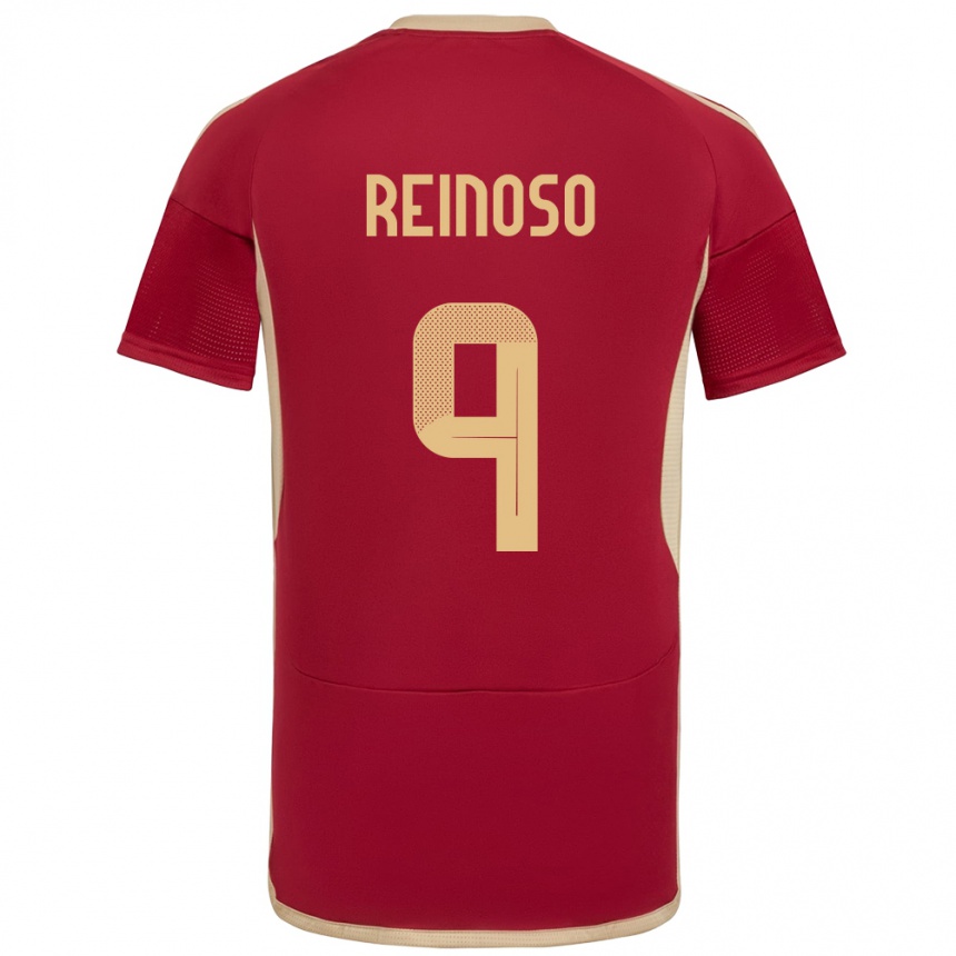 キッズフットボールベネズエラLucciano Reinoso#9ブルゴーニュホームシャツ24-26ジャージーユニフォーム
