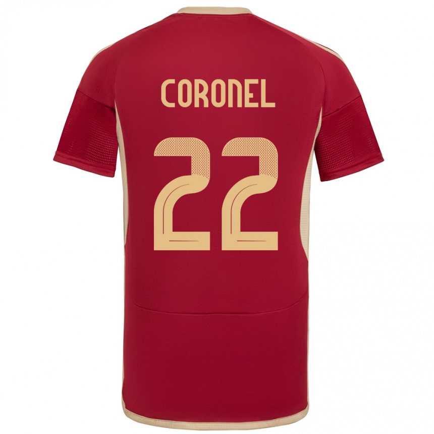キッズフットボールベネズエラNohelis Coronel#22ブルゴーニュホームシャツ24-26ジャージーユニフォーム