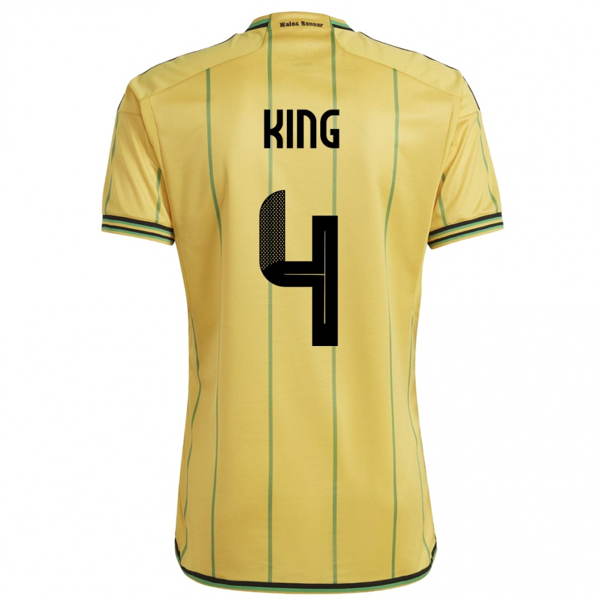 キッズフットボールジャマイカRichard King#4黄ホームシャツ24-26ジャージーユニフォーム