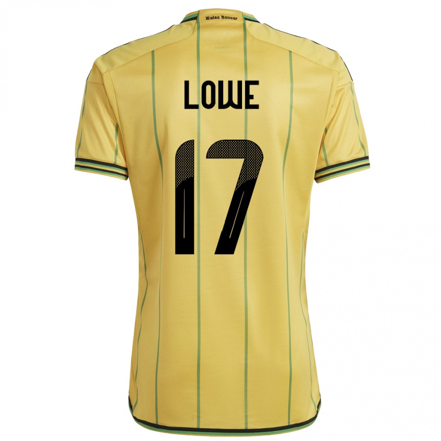 キッズフットボールジャマイカダミオン・ロウ#17黄ホームシャツ24-26ジャージーユニフォーム