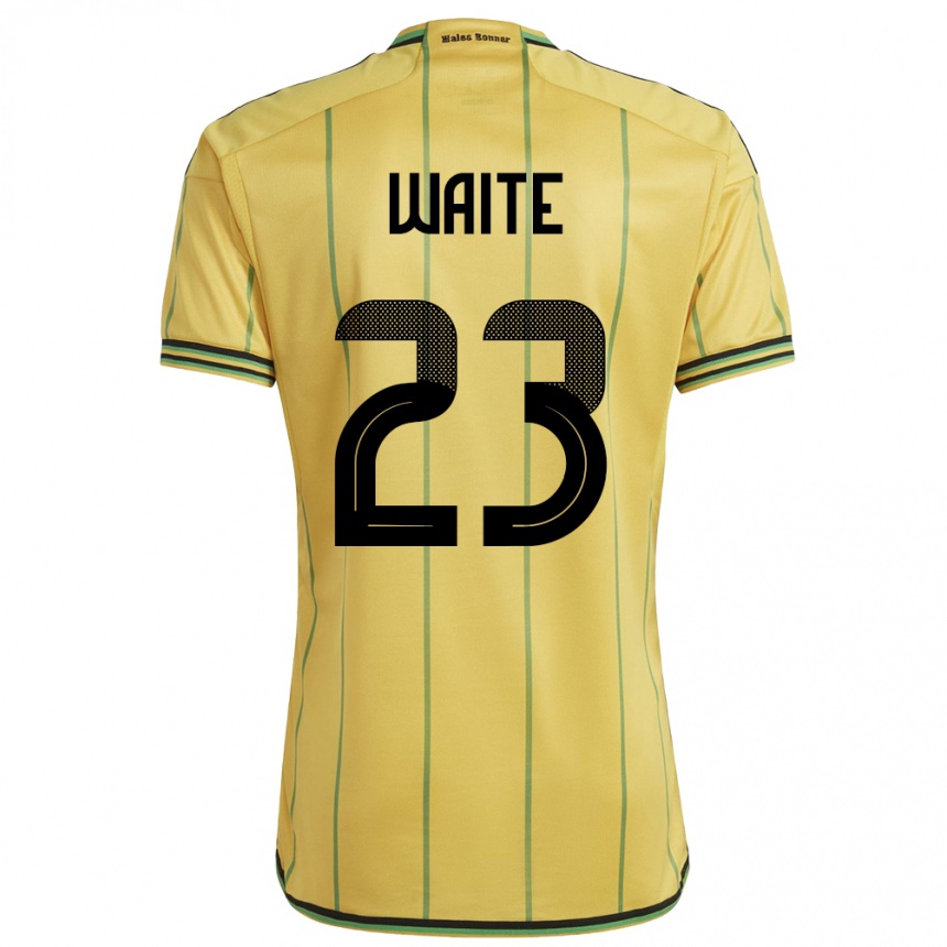 キッズフットボールジャマイカJahmali Waite#23黄ホームシャツ24-26ジャージーユニフォーム