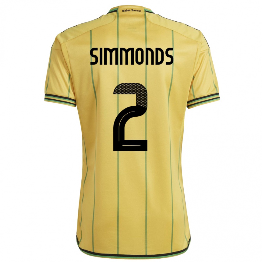 キッズフットボールジャマイカNicholas Simmonds#2黄ホームシャツ24-26ジャージーユニフォーム