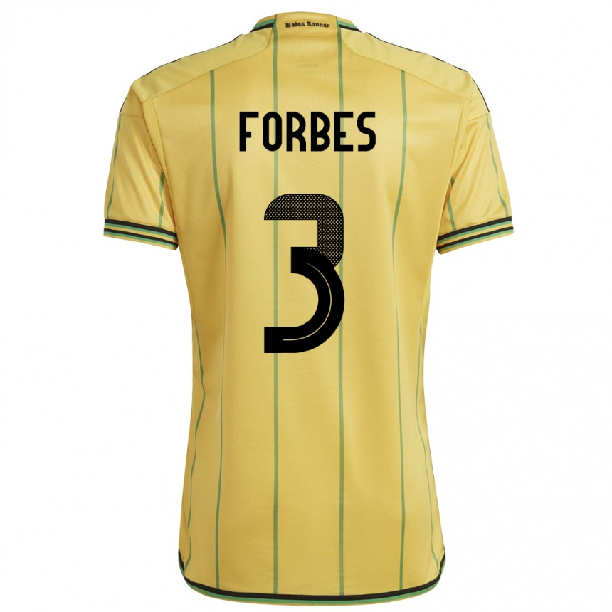 キッズフットボールジャマイカMichael Forbes#3黄ホームシャツ24-26ジャージーユニフォーム