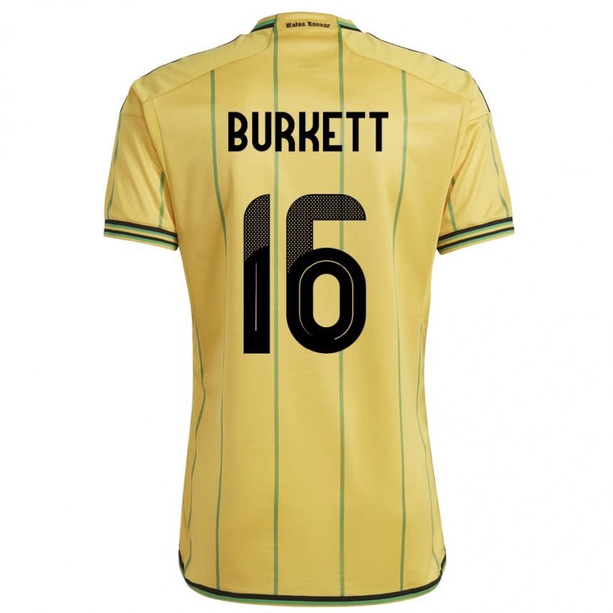 キッズフットボールジャマイカBrian Burkett#16黄ホームシャツ24-26ジャージーユニフォーム