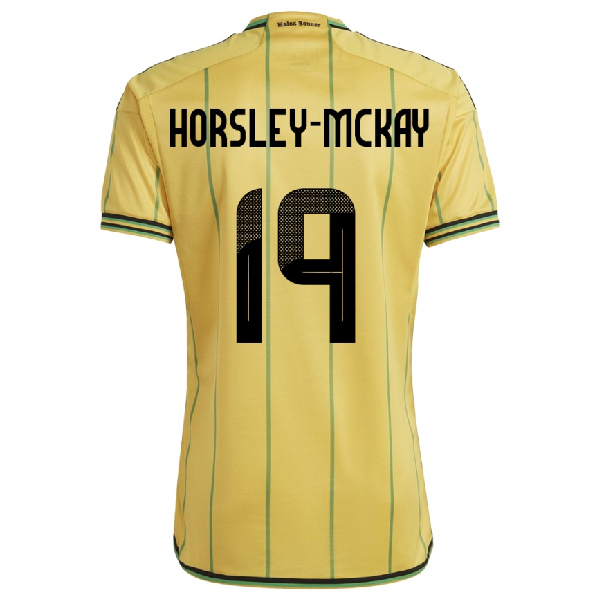 キッズフットボールジャマイカKyron Horsley-Mckay#19黄ホームシャツ24-26ジャージーユニフォーム