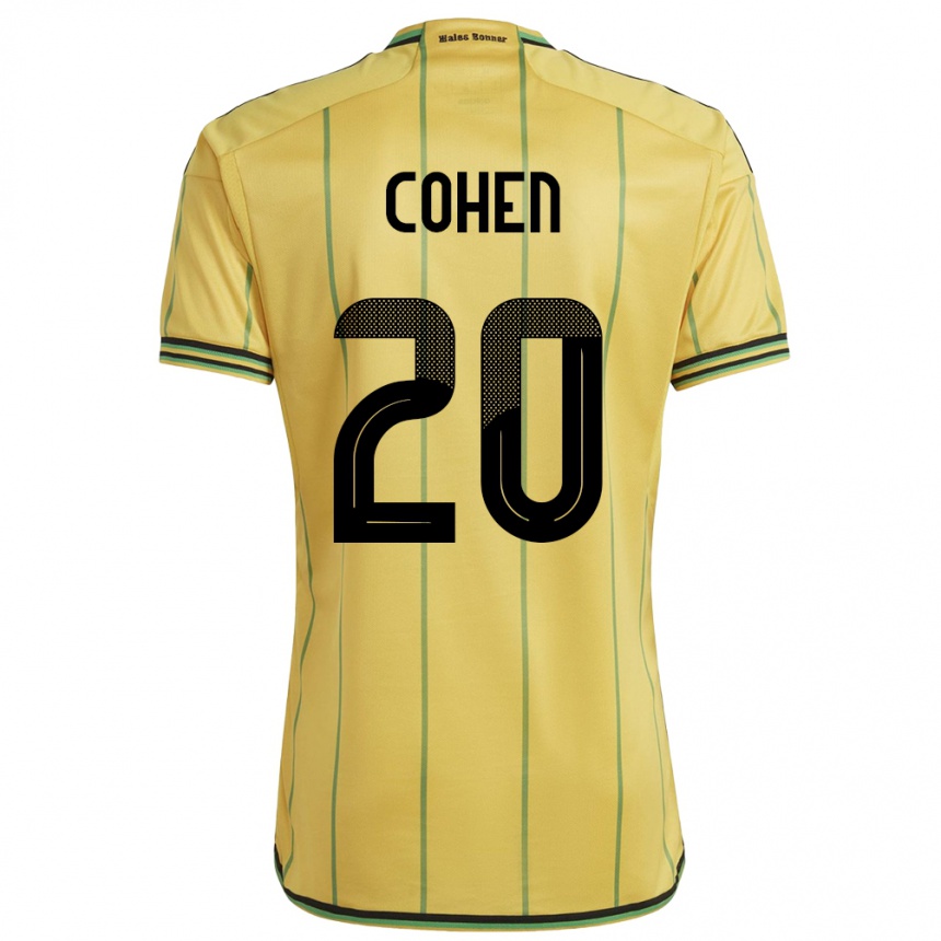 キッズフットボールジャマイカDunsting Cohen#20黄ホームシャツ24-26ジャージーユニフォーム