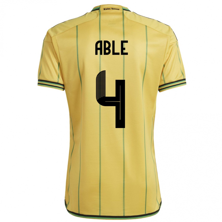 キッズフットボールジャマイカNevillegail Able#4黄ホームシャツ24-26ジャージーユニフォーム