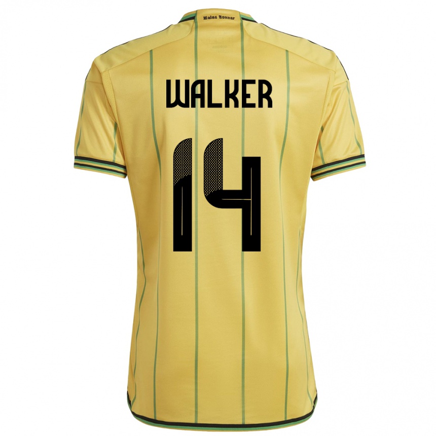 キッズフットボールジャマイカRicshya Walker#14黄ホームシャツ24-26ジャージーユニフォーム