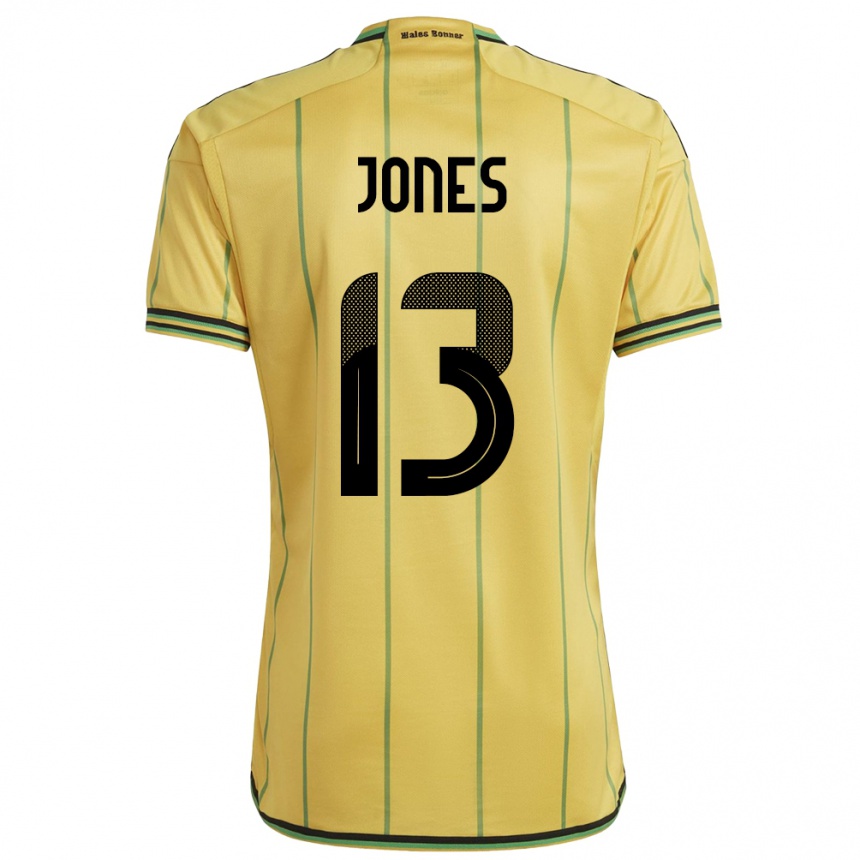 キッズフットボールジャマイカJavanae Jones#13黄ホームシャツ24-26ジャージーユニフォーム