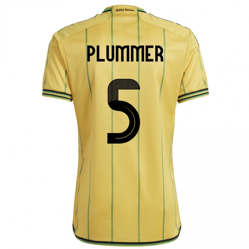 キッズフットボールジャマイカコンヤ・プラマー#5黄ホームシャツ24-26ジャージーユニフォーム