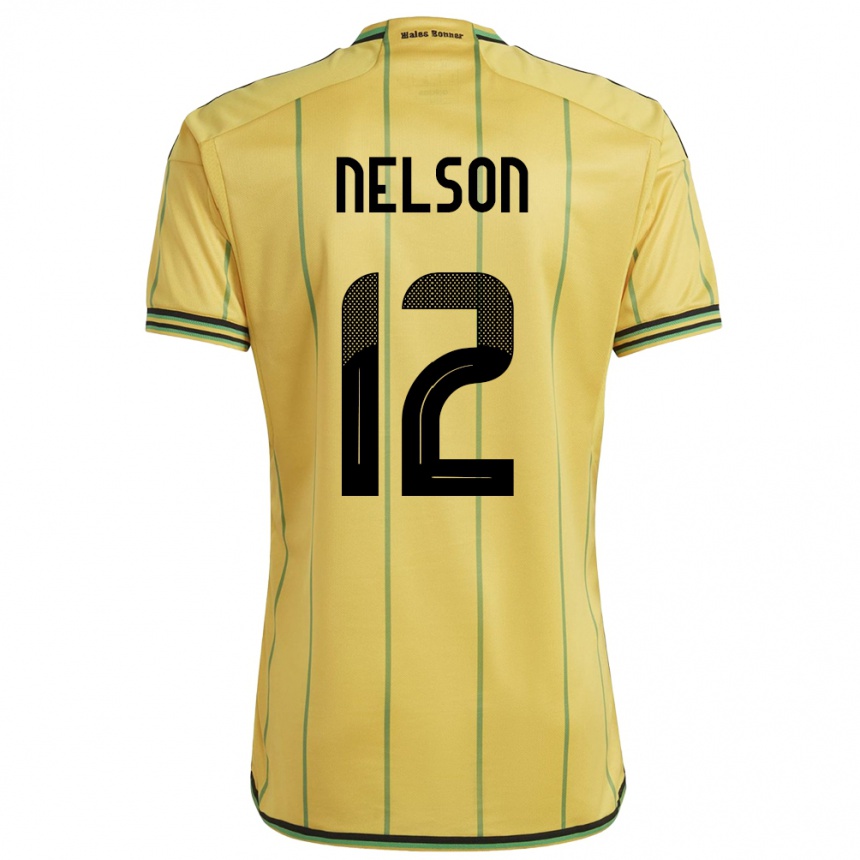 キッズフットボールジャマイカTyiesha Nelson#12黄ホームシャツ24-26ジャージーユニフォーム