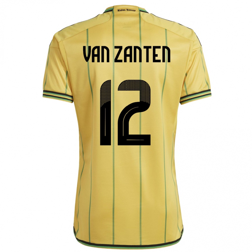 キッズフットボールジャマイカキキ・バン・ザンテン#12黄ホームシャツ24-26ジャージーユニフォーム
