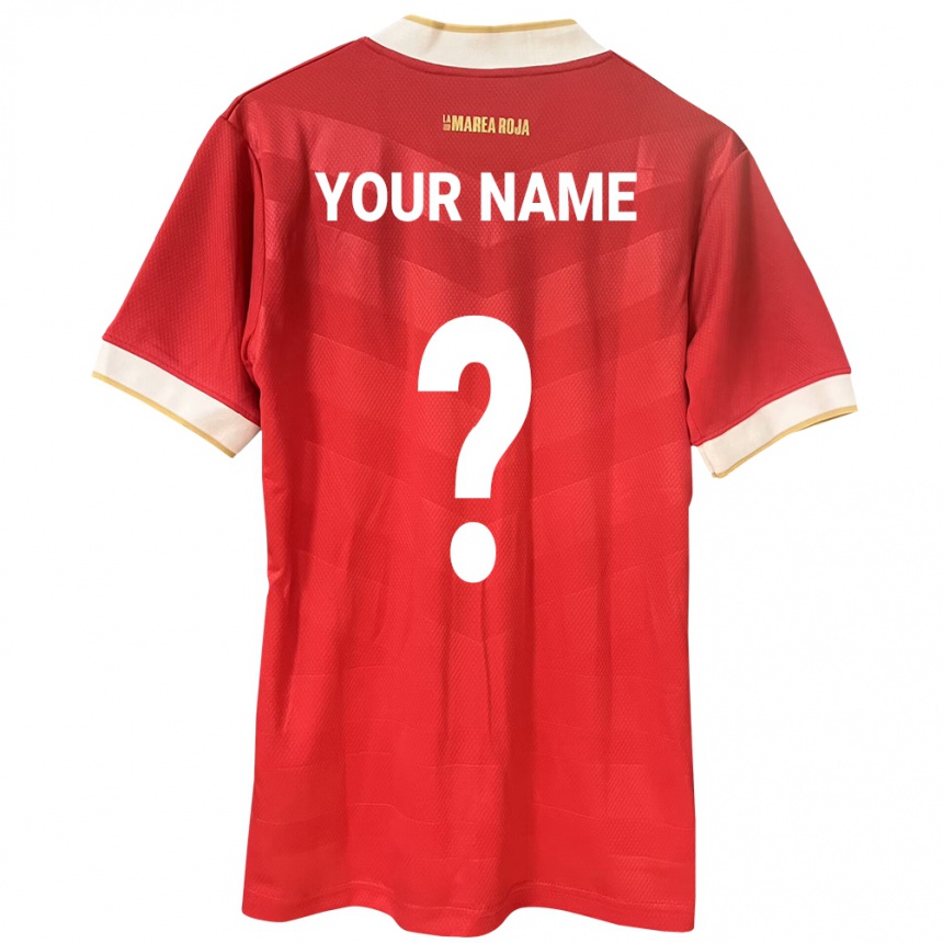 キッズフットボールパナマあなたの名前#0赤ホームシャツ24-26ジャージーユニフォーム