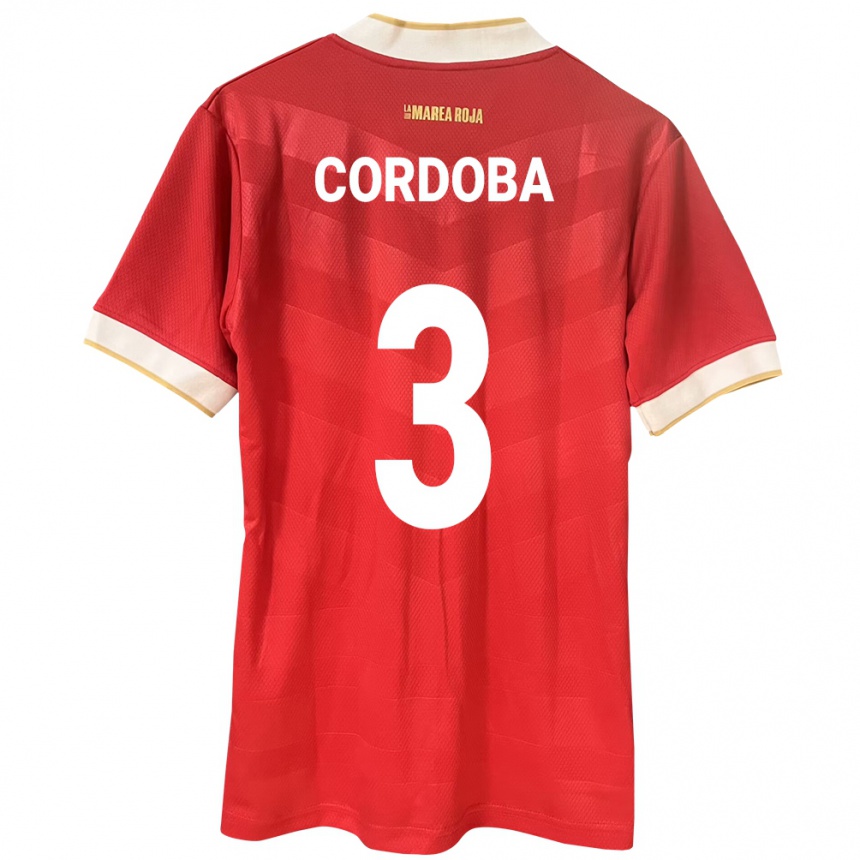 キッズフットボールパナマホセ・コルドバ#3赤ホームシャツ24-26ジャージーユニフォーム