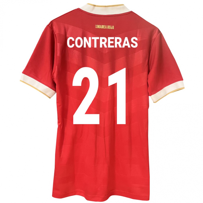 キッズフットボールパナマDavis Contreras#21赤ホームシャツ24-26ジャージーユニフォーム