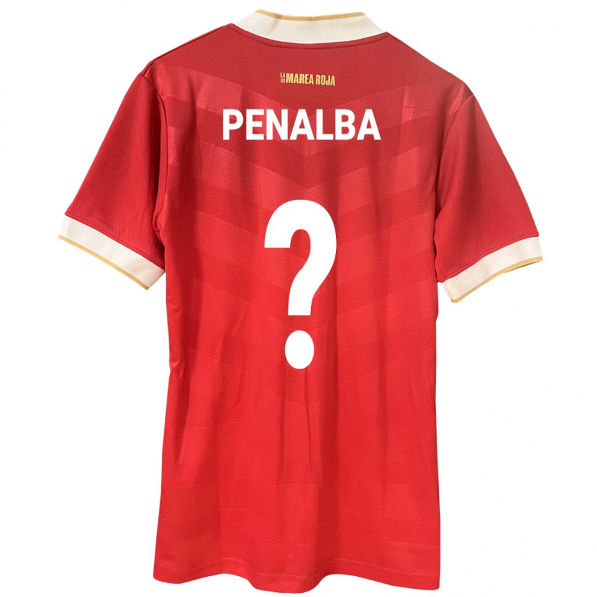 キッズフットボールパナマÓscar Peñalba#0赤ホームシャツ24-26ジャージーユニフォーム