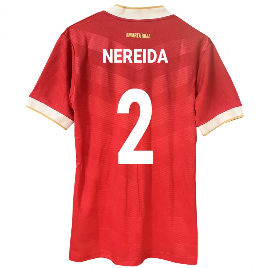 キッズフットボールパナマJuriel Nereida#2赤ホームシャツ24-26ジャージーユニフォーム