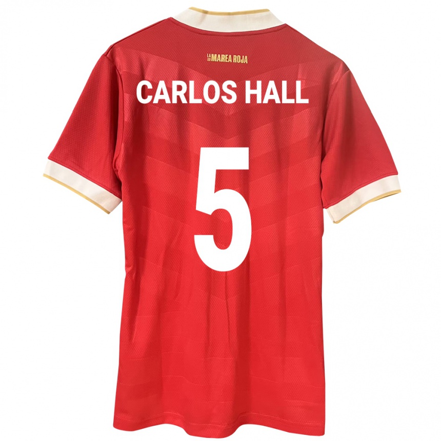 キッズフットボールパナマJuan Carlos Hall#5赤ホームシャツ24-26ジャージーユニフォーム