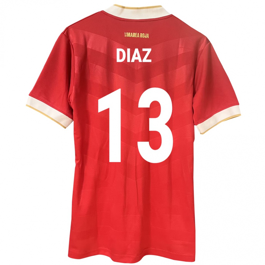 キッズフットボールパナマÉrick Díaz#13赤ホームシャツ24-26ジャージーユニフォーム