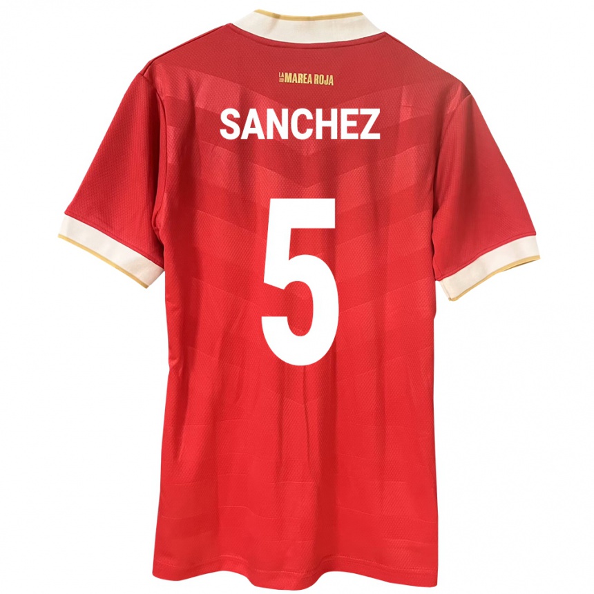 キッズフットボールパナマLeydis Sánchez#5赤ホームシャツ24-26ジャージーユニフォーム