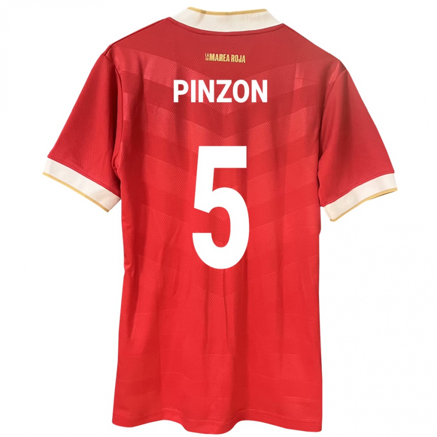 キッズフットボールパナマYomira Pinzón#5赤ホームシャツ24-26ジャージーユニフォーム