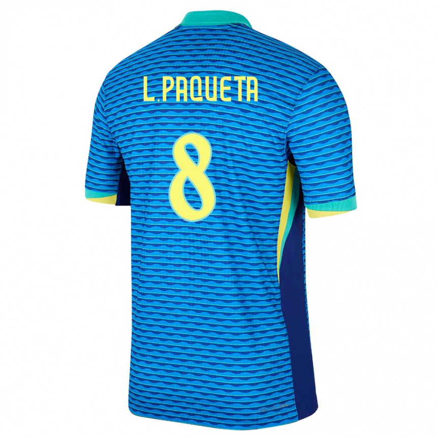 キッズフットボールブラジルルーカス・パケタ#8青アウェイシャツ24-26ジャージーユニフォーム