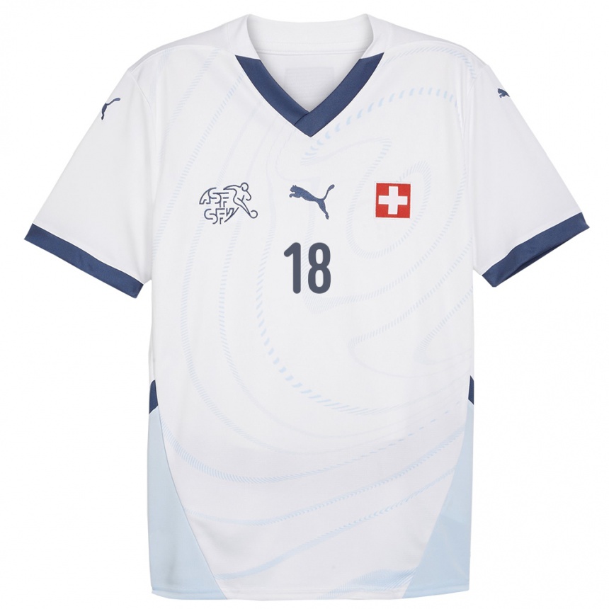 キッズフットボールスイスアドミル・メーメディ#18白アウェイシャツ24-26ジャージーユニフォーム