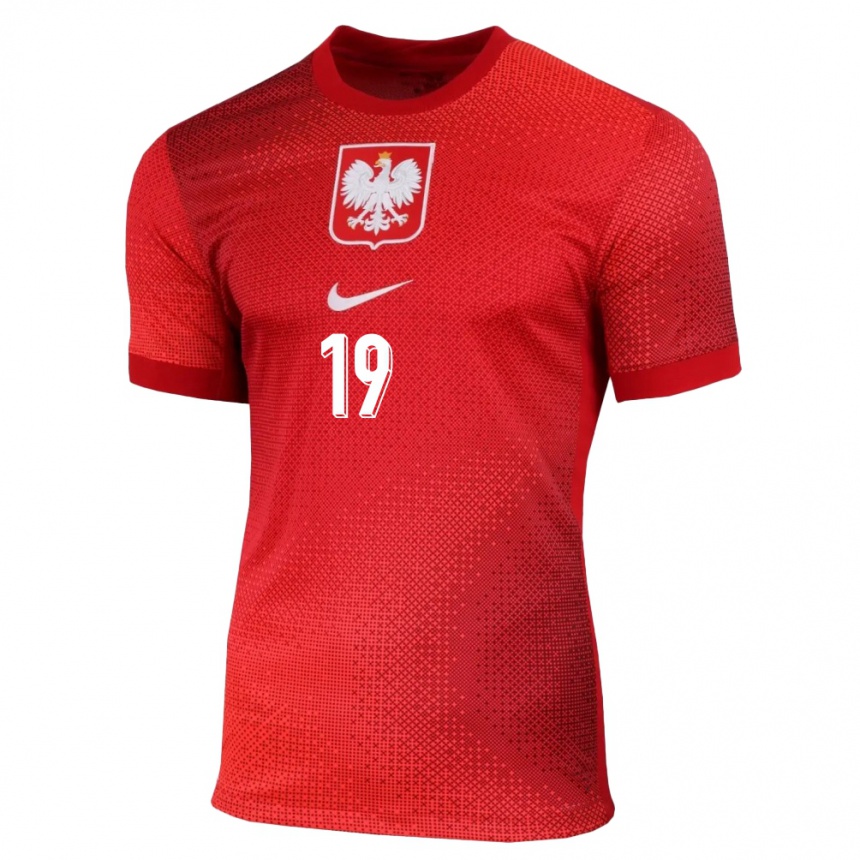 キッズフットボールポーランドプジェミスワフ・フランコフスキ#19赤アウェイシャツ24-26ジャージーユニフォーム