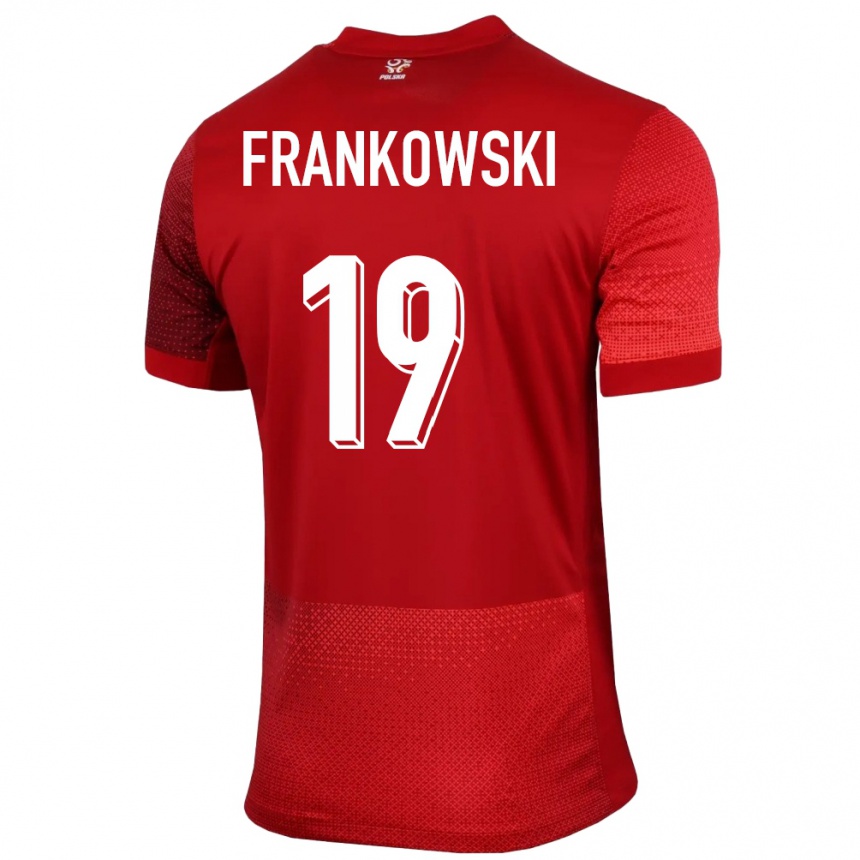 キッズフットボールポーランドプジェミスワフ・フランコフスキ#19赤アウェイシャツ24-26ジャージーユニフォーム