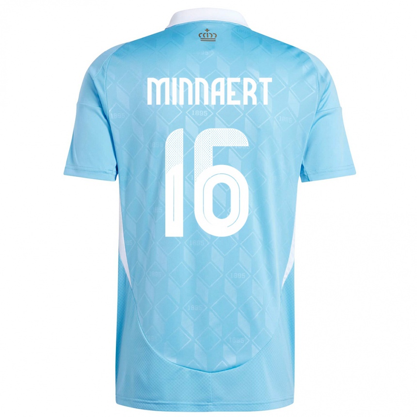 キッズフットボールベルギーマリー・ミンナルト#16青アウェイシャツ24-26ジャージーユニフォーム