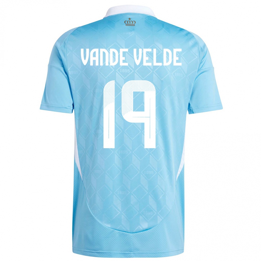 キッズフットボールベルギークロエ・ヴァンデ・ヴェルデ#19青アウェイシャツ24-26ジャージーユニフォーム