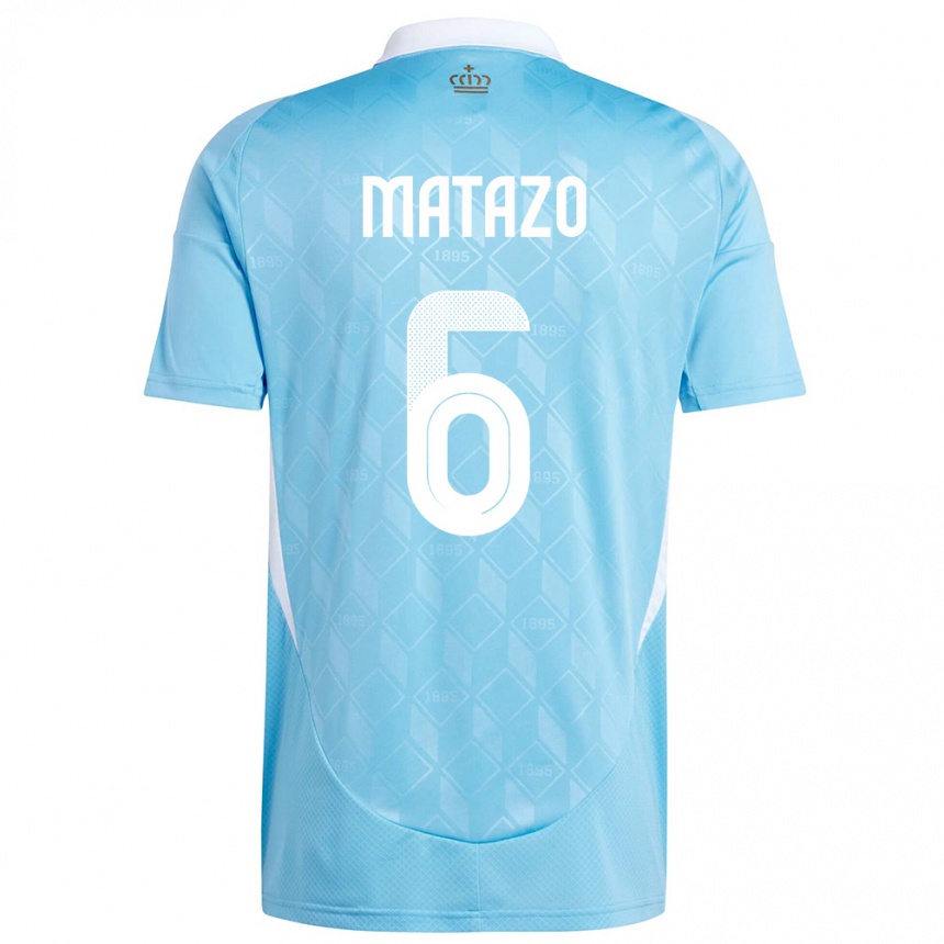 キッズフットボールベルギーエリオット・マタゾ#6青アウェイシャツ24-26ジャージーユニフォーム