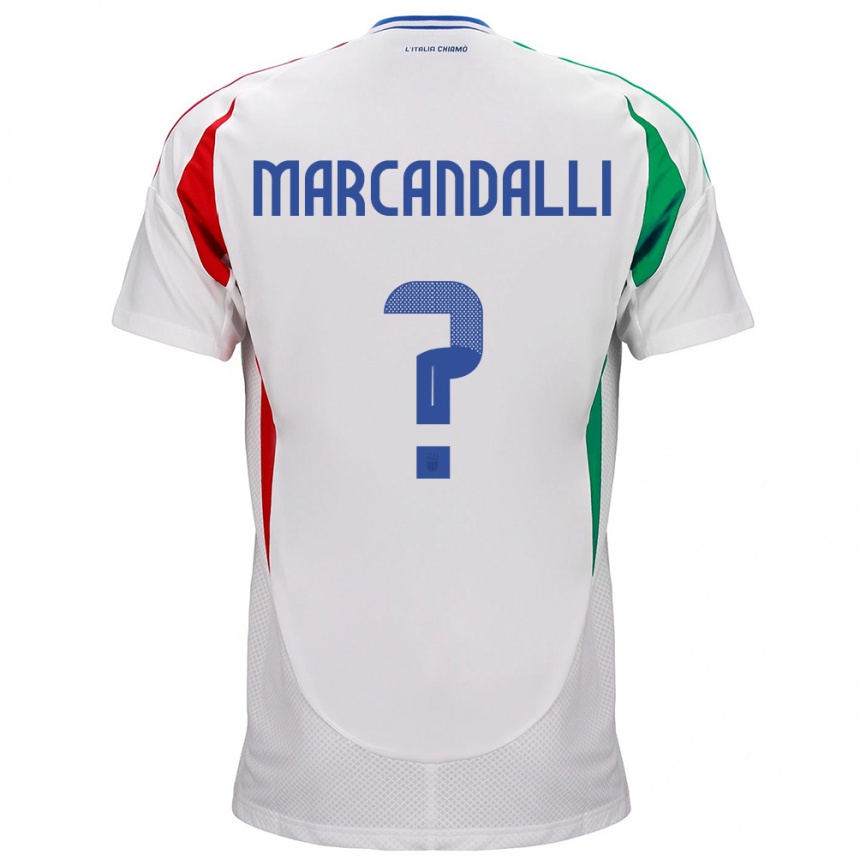 キッズフットボールイタリアAlessandro Marcandalli#0白アウェイシャツ24-26ジャージーユニフォーム