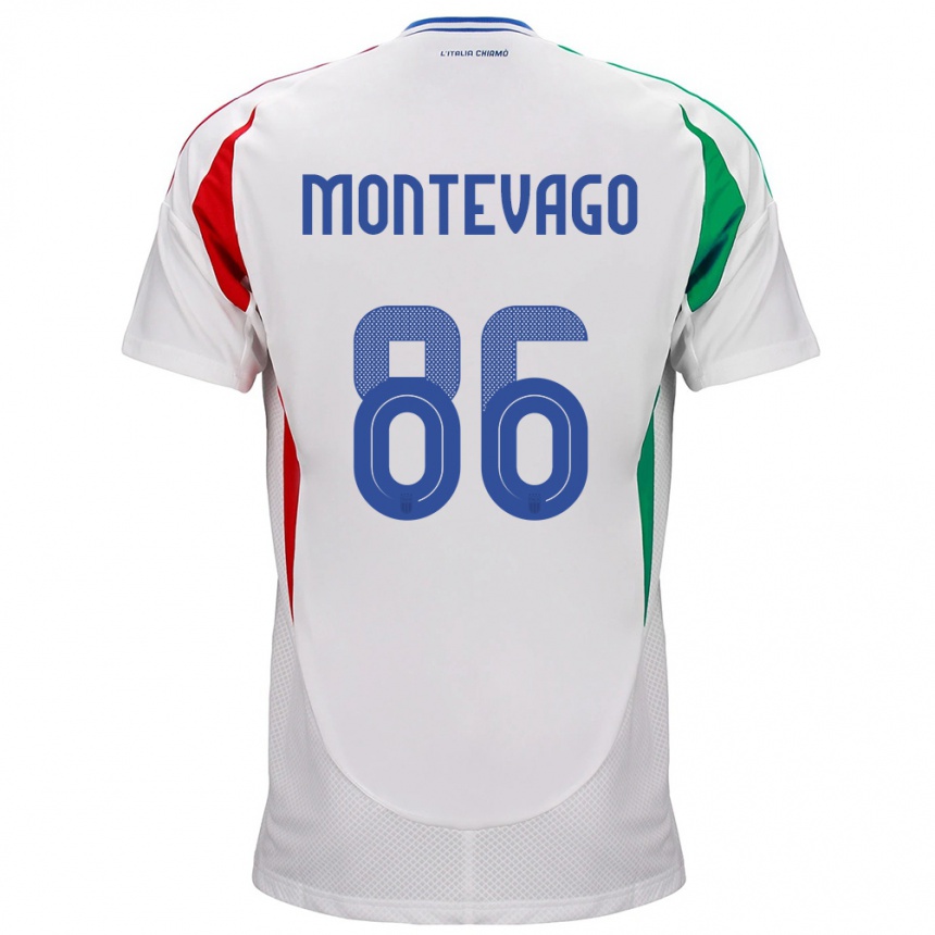 キッズフットボールイタリアDaniele Montevago#86白アウェイシャツ24-26ジャージーユニフォーム