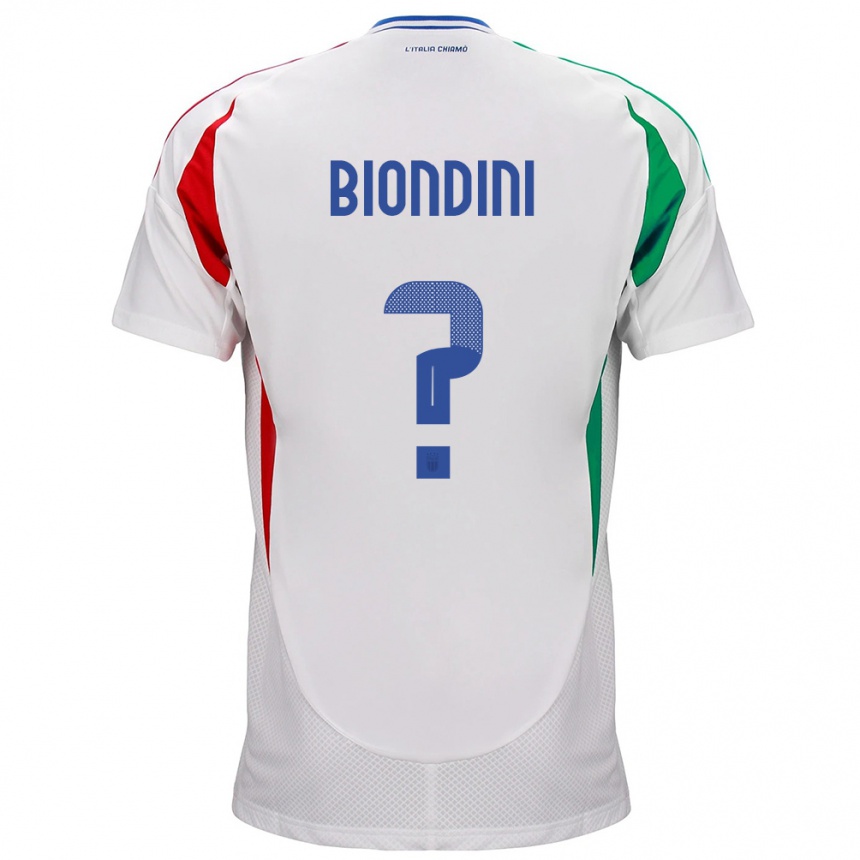 キッズフットボールイタリアEdoardo Biondini#0白アウェイシャツ24-26ジャージーユニフォーム