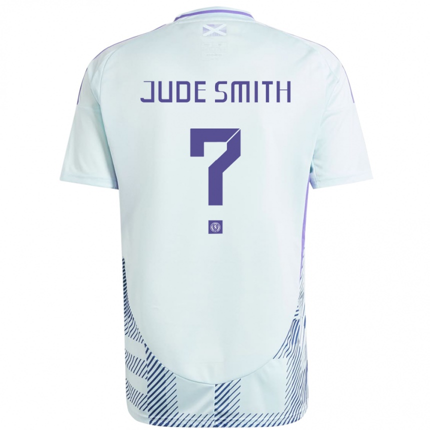 キッズフットボールスコットランドJude Smith#0ライトミントブルーアウェイシャツ24-26ジャージーユニフォーム